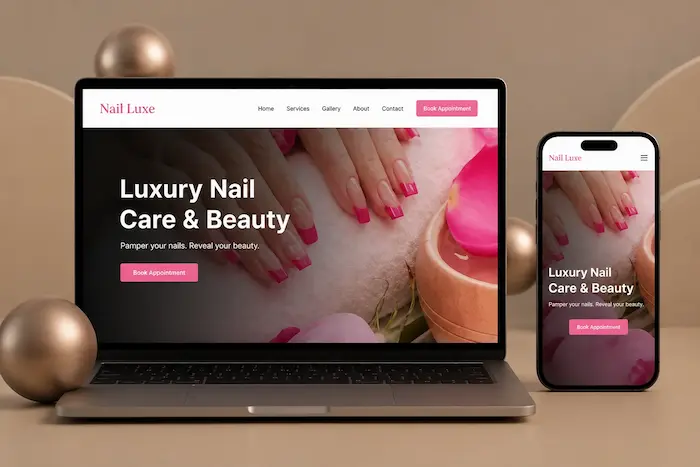 Nail salon website demo project preview